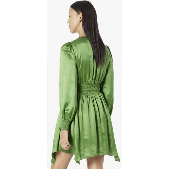 All Saints $395 Cactus Esta Silk Blend Asymmetrical Hem Mini Dress Sz 0 NWT - Picture 3 of 10